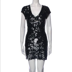 Parker black sequin v neck dress